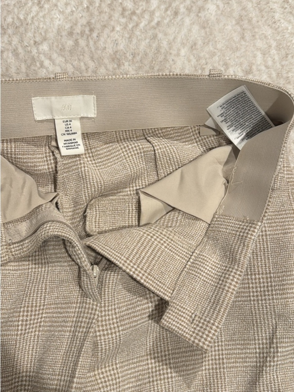 H&M Beige Plaid Straight-Leg Dress Pants - Picture 5 of 5